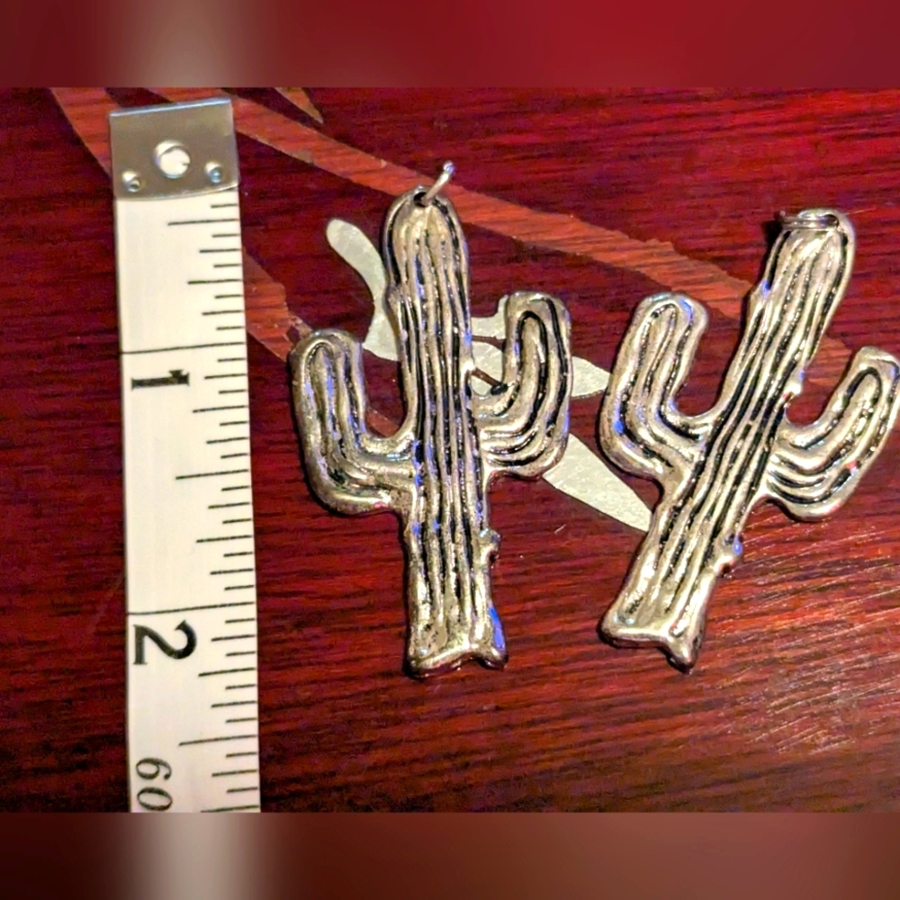 Unique Set of Silver Cactus for Jewelry Earrings Keychain Pendant